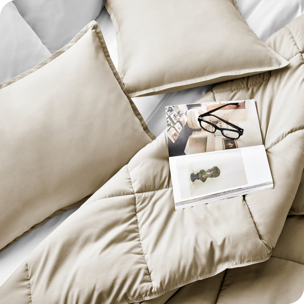 Bare Home Down Alternative Comforter Set, Sand, Queen