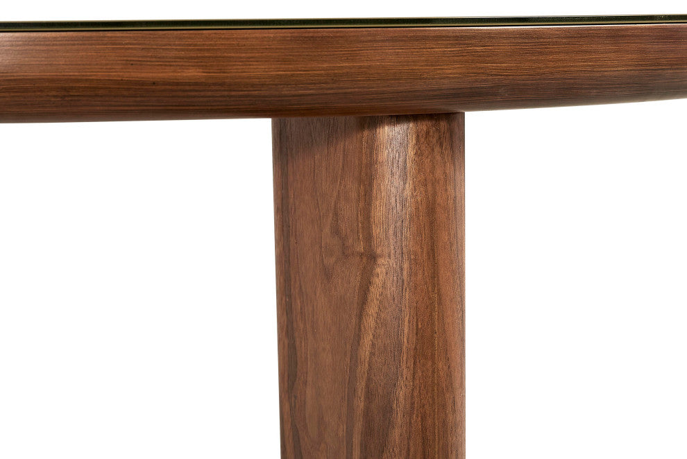Oani Walnut and Glass Dining Table, Round