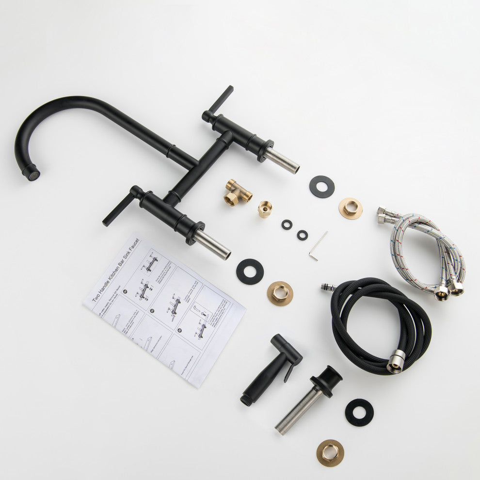 Bridge Pull Down Kitchen Faucet with Side Spray, Mattle Black