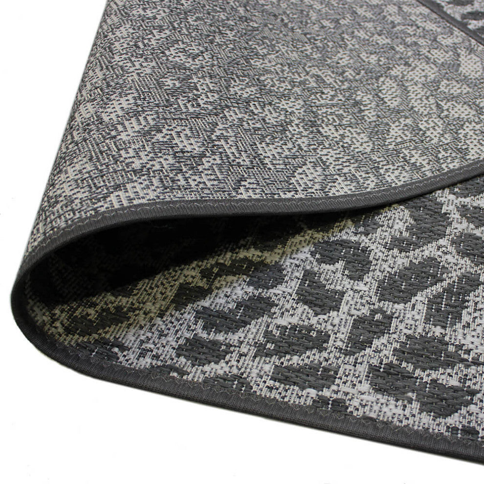 Vumbura Plains Area Rug, Indoor/Outdoor, Accent Carpet, Charcoal, 3'x12'