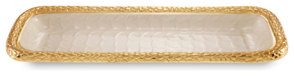 Florentine 16" Rectangular Tray, Gold Snow