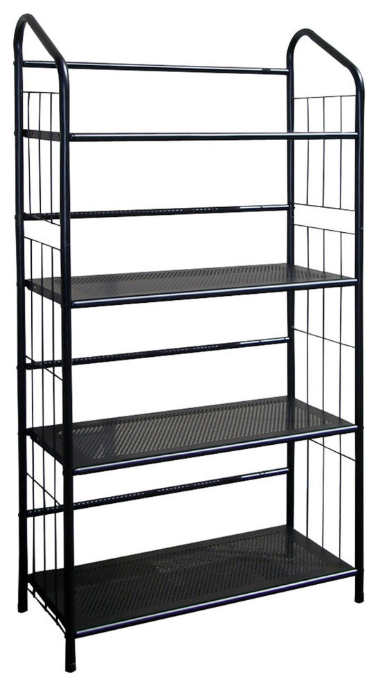 Black Four Shelf Metal Standing Book Shelf