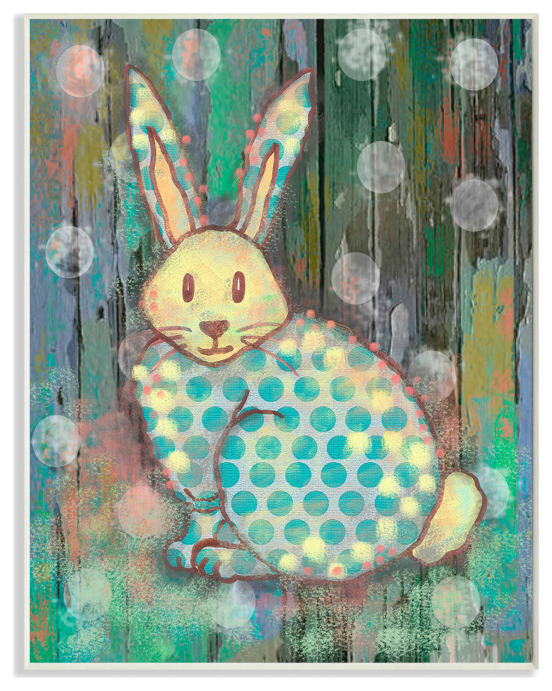 Stupell Industries Distressed Woodland Rabbit, 10"x15", Wood Wall Art