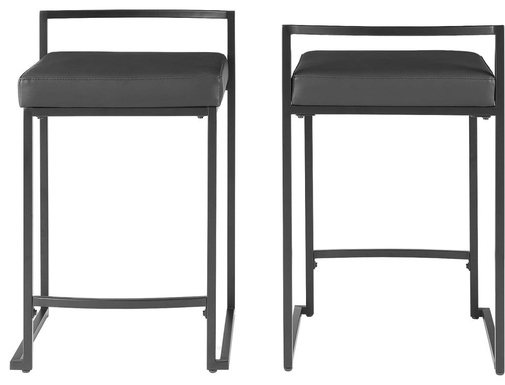 Harlowe 2-Piece Counter Height Bar Stool Set Black/Matte Black