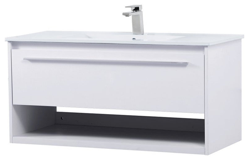 40" Single Bathroom Floating Vanity, White