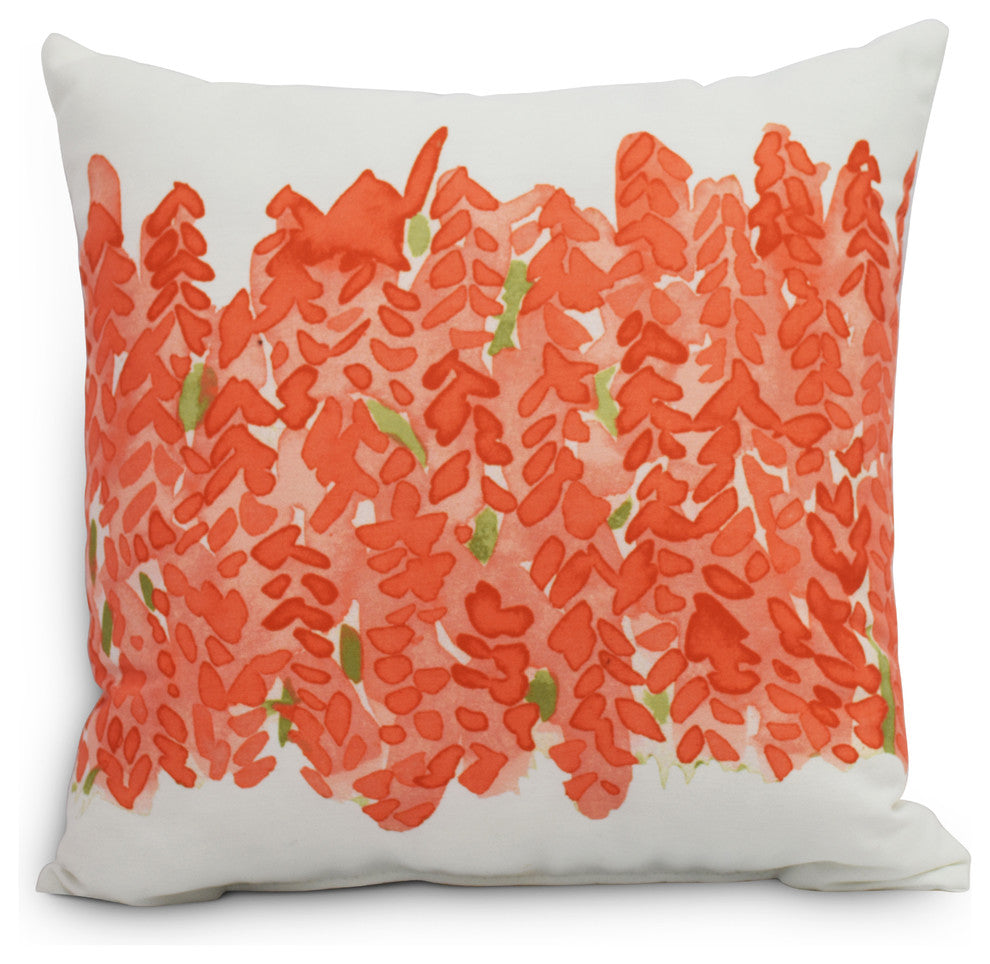 Flower Bell Bunch Decorative Floral Throw Pillow, Orange, 16"