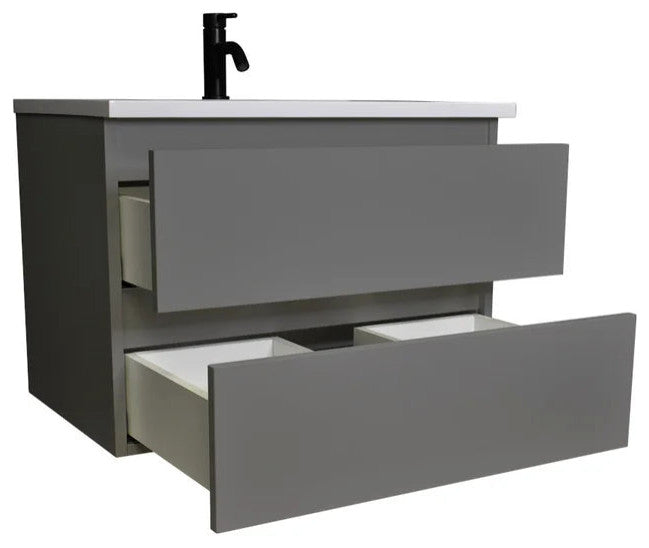 Salt 20Dx24" Floating Bathroom Vanity, Gray With Acrylic Top