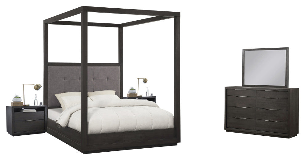 Modus Oxford 5 Piece Full Canopy Bedroom Set With 2 Nightstand, Dolphin