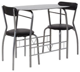 Flash Furniture 3 Piece Glass Top Bistro Set in Black