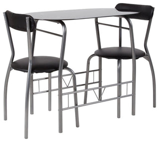Flash Furniture 3 Piece Glass Top Bistro Set in Black