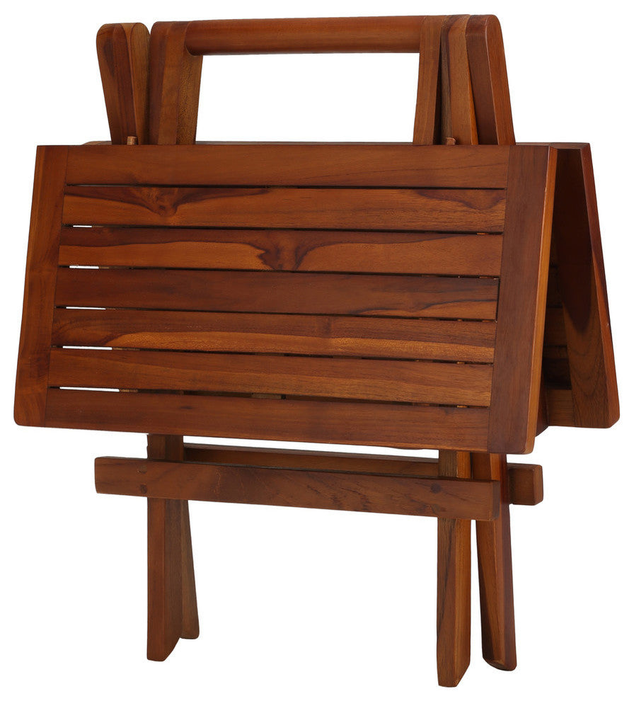 Bare Decor Ravinia Folding Teak Small Table, Oiled Finish