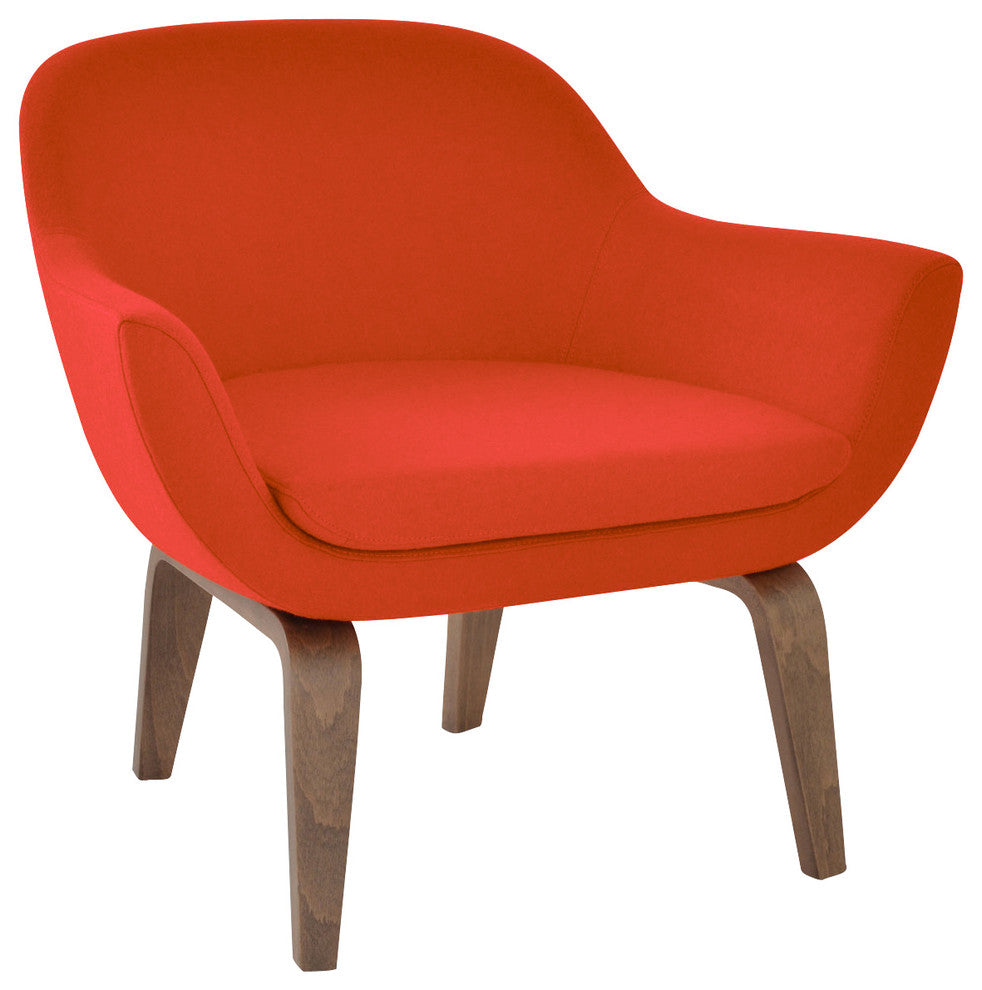 Madison Plywood Chair, Walnut Finish Base, Orange Camira Wool