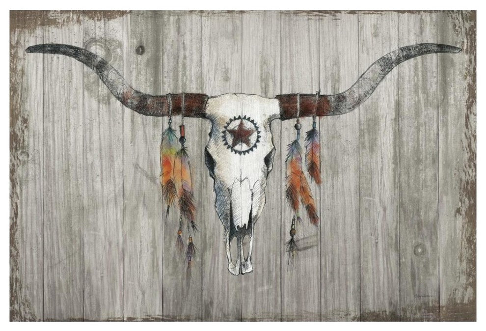 "Longhorn on Dark Gray Wood" Digital Paper Print by Avery Tillmon, 20"x14"