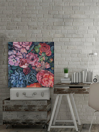 "Vibrant Floral" Painting Print on Wrapped Canvas, 18"x18"