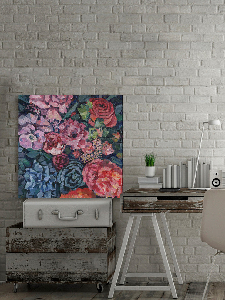 "Vibrant Floral" Painting Print on Wrapped Canvas, 18"x18"