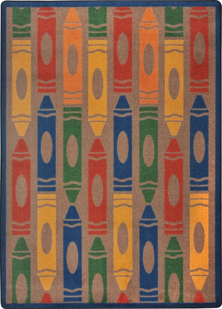 Playful Patterns Rug, Jumbo Crayons, Earthtone, 5'4"x7'8"