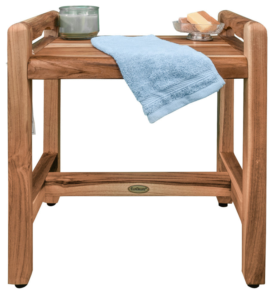 EcoDecors EarthyTeak Classic 18" Shower Bench With LiftAide Arms