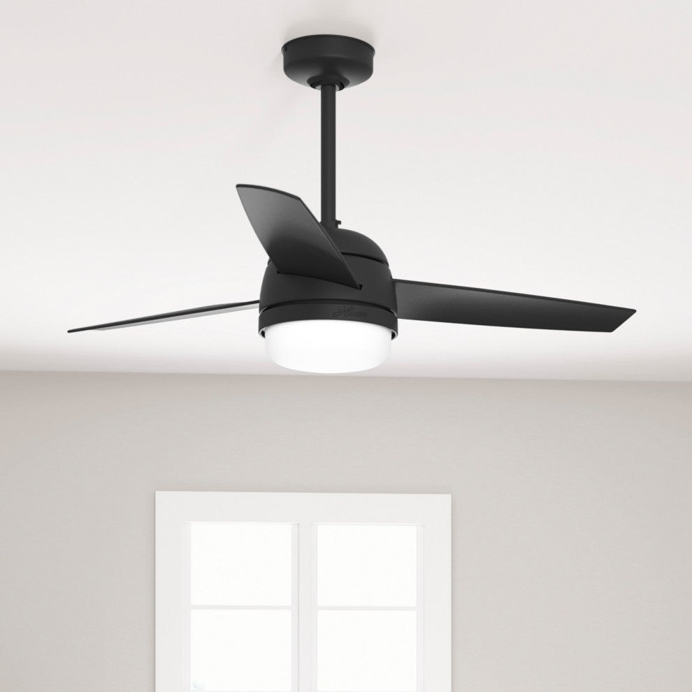 Hunter 48" Midtown Matte Black Ceiling Fan With LED Light Kit and Remote