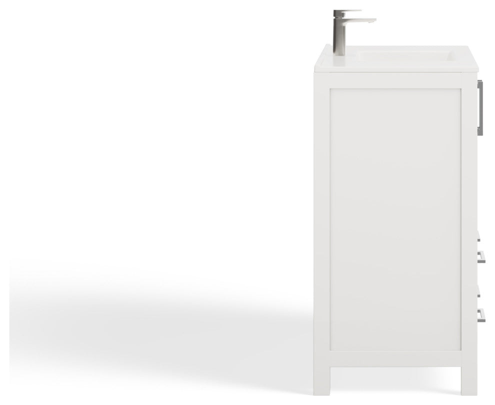 The Pullman Bathroom Vanity, White, 36", Single Sink, Freestanding