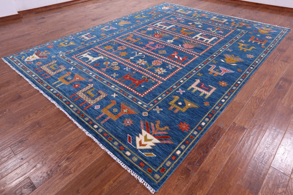 9' 1" X 12' 2" Persian Gabbeh Tribal Handmade Wool Rug - Q15840