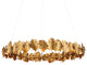 English Oak LED Chandelier, Gold Leaf