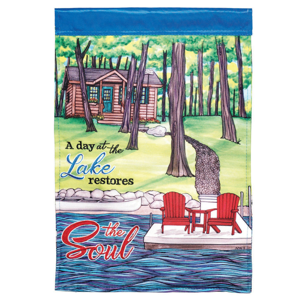 Flag Cabin A Day At The Lake 29x42