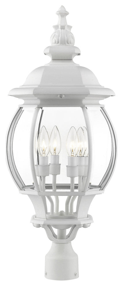 Textured White Traditional, Colonial, Outdoor Post Top Lantern