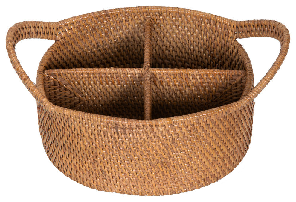 Loma Oval Rattan Utensil and Bottle Basket, Honey-Brown