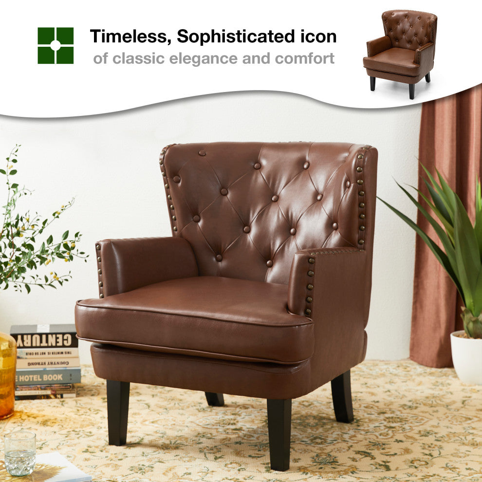 Set of 2  Leatherette Modern Accent Chair, Coffee