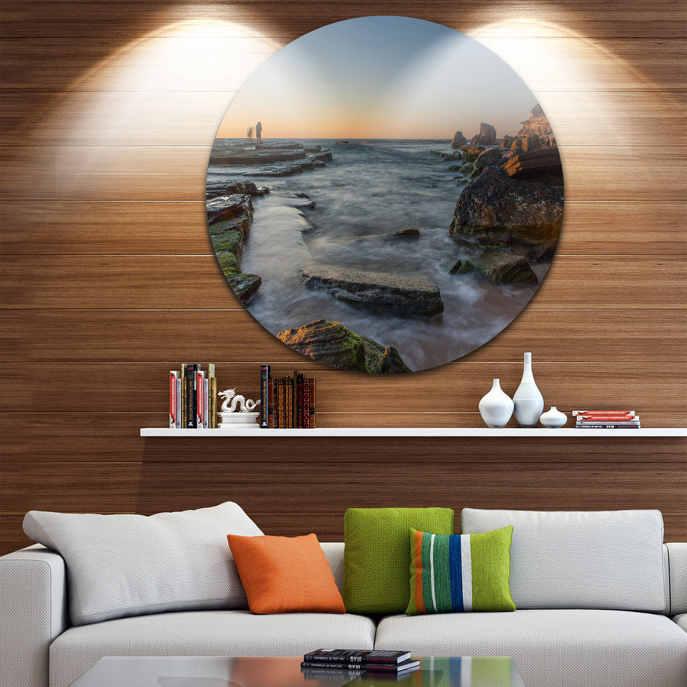Sydney Sunrise Over Seashore, Seashore Disc Metal Wall Art, 11"