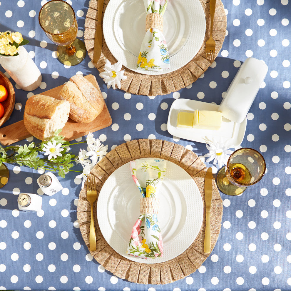 Stonewash Blue Polka Dot Vinyl Tablecloth 60x102