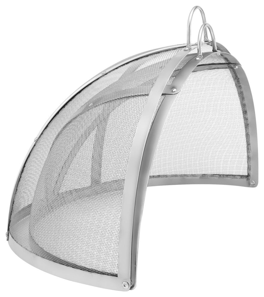 VEVOR 40" Fire Pit Round Wood Burning Spark Screen Cover Lid Stainless Steel