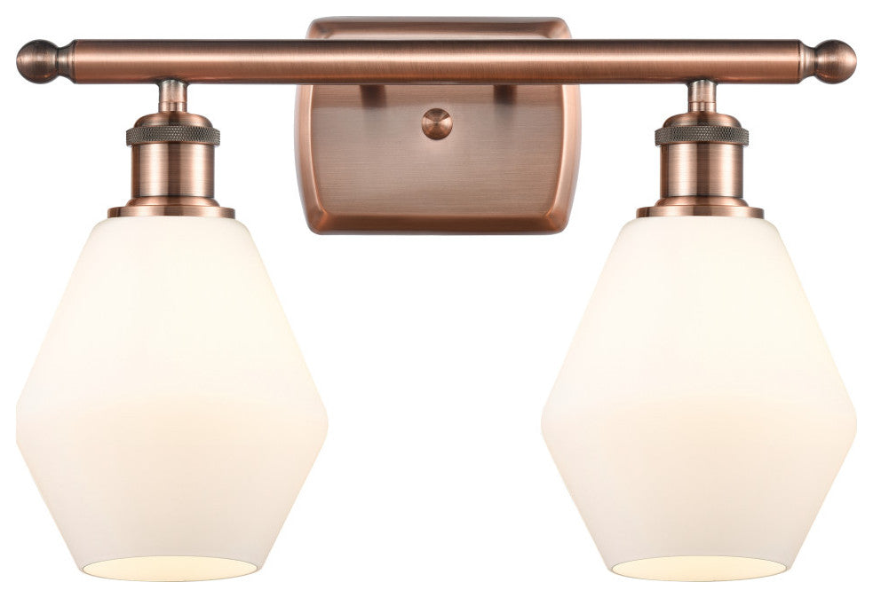 Innovations 516-2W-AC-G651-6-LED 2-Light Bath Vanity Light, Antique Copper