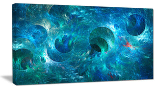 Blue Circles Fractal Texture, Abstract Canvas Art Print, 40x20