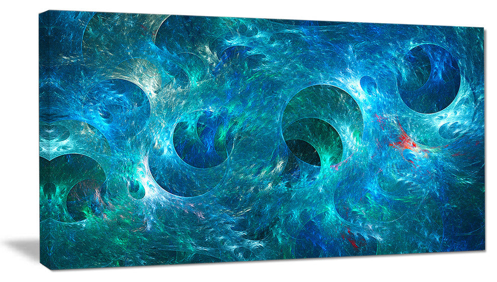 Blue Circles Fractal Texture, Abstract Canvas Art Print, 40x20