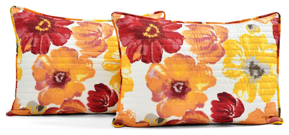 Leah Reversible 3-Piece Quilt Set, Red/Orange, King