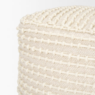 Sakaye Beige With Cream Stitched Patterned Pouf