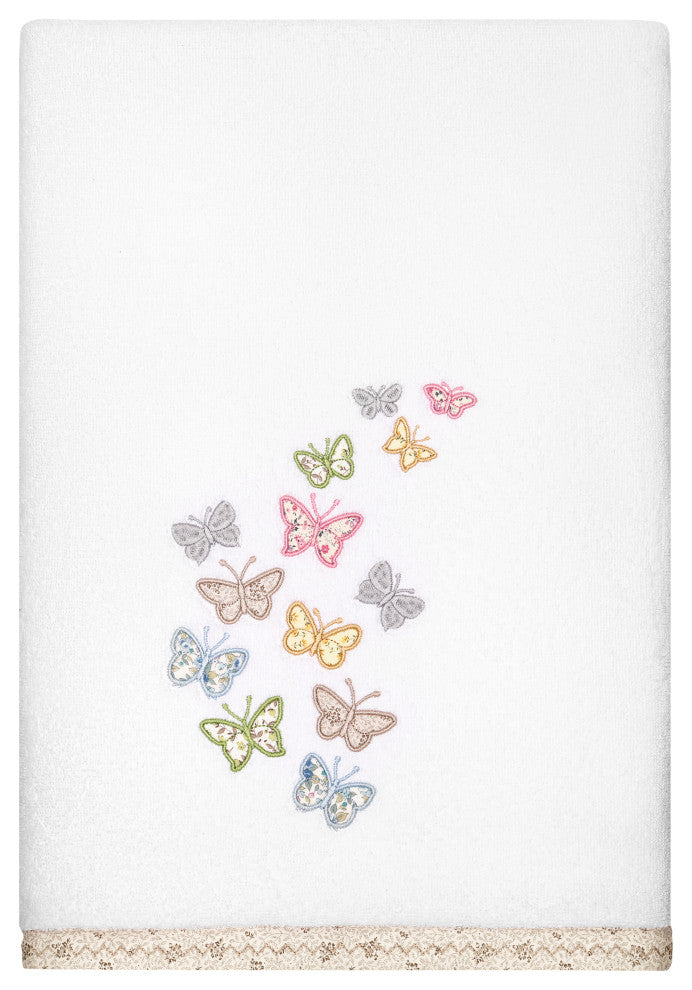 Linum Home Textiles 100% Turkish Cotton MARIPOSA 4PC Embellished Towel Set