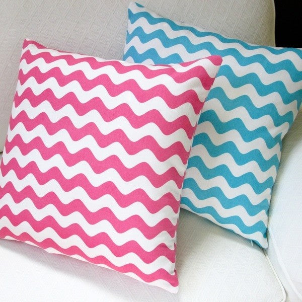 Kids Indoor Wave Canvas In Hot Pink Or Aqua 20x20 Throw Pillow
