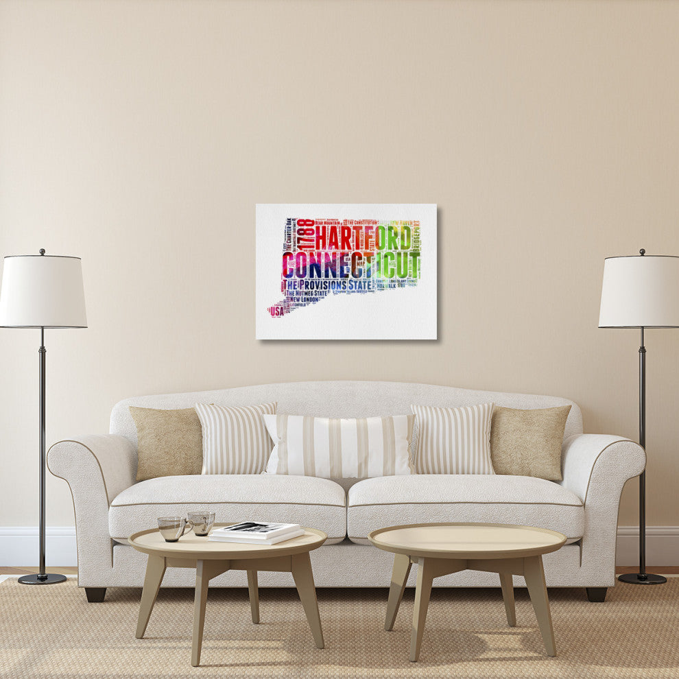 "Connecticut Watercolor Word Cloud" Fine Art Print