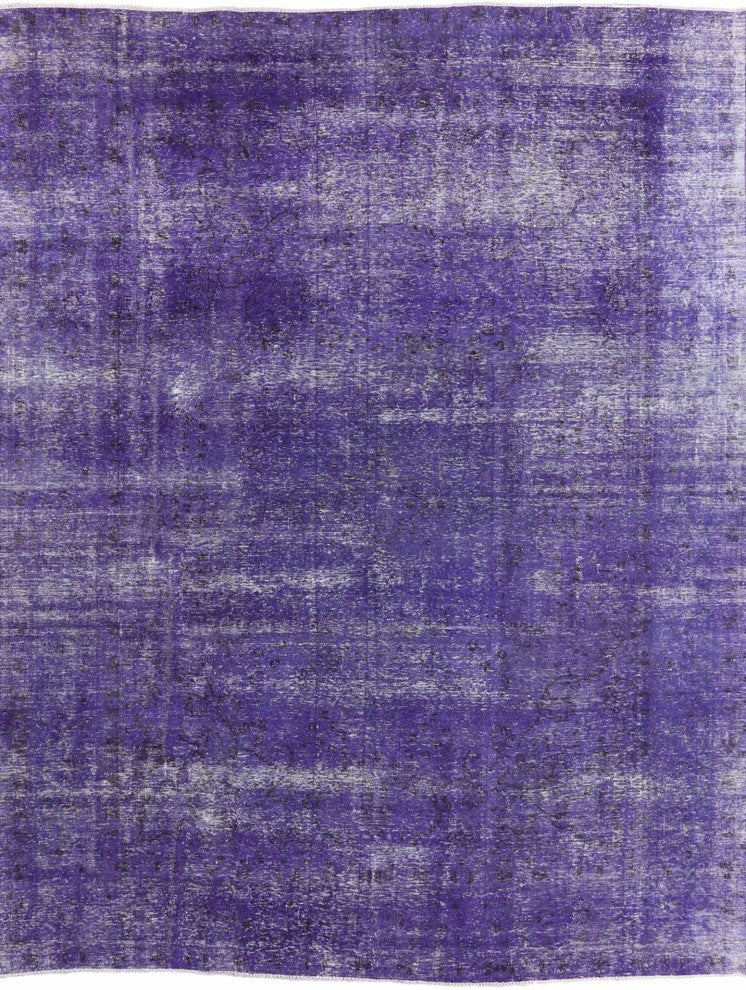 Unique Start Motif Purple Overdyed 10'x13' Hand Knotted Wool Are Rug H8697