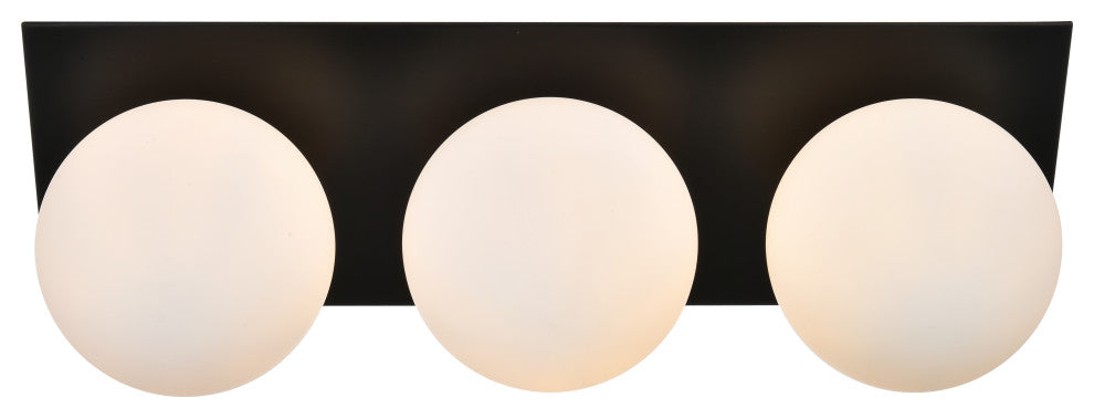 3 Light Black And Frosted White Bath Sconce