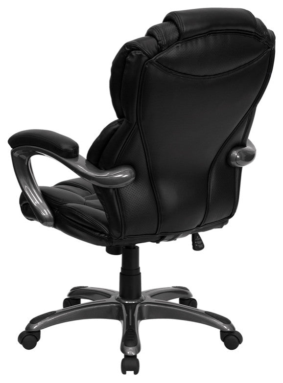 High Back Black Leather Executive Swivel Chair With Arms