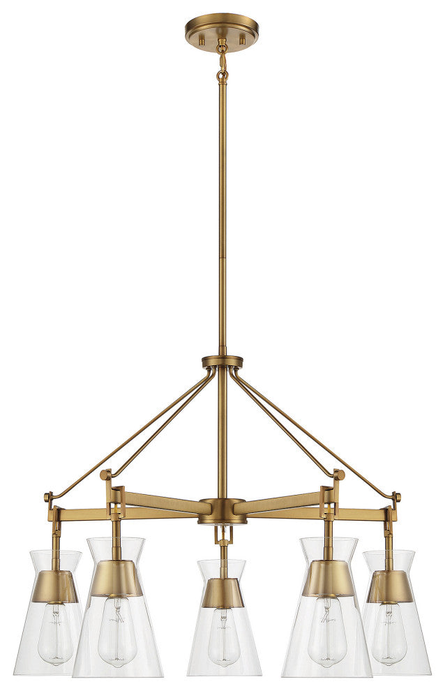 Lakewood 5-Light Chandelier, Warm Brass