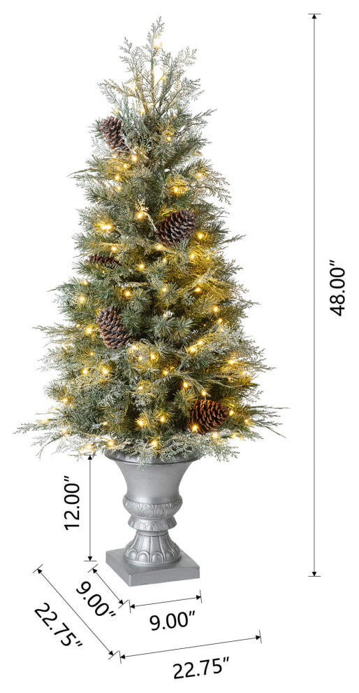 Pre-Lit Pine Artificial Christmas Tree, 4', Pinecones