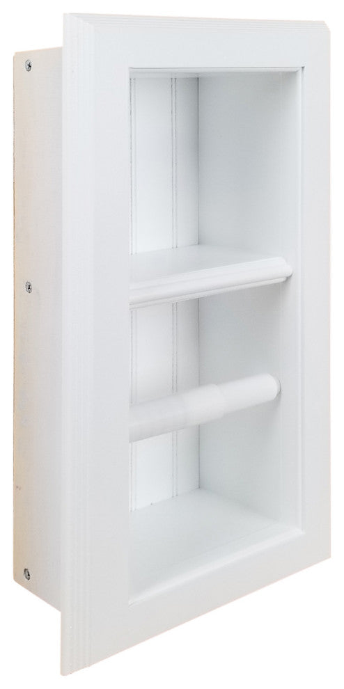 Bayshore Recessed Solid Wood Double Toilet Paper Holder 7 X 14.5, White Enamel