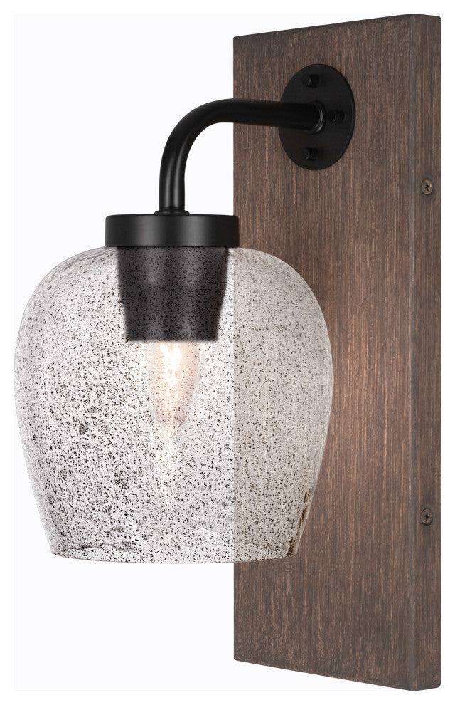 Oxbridge Wall Sconce, Matte Black & Painted Distressed Metal, 6" Smoke Bubble