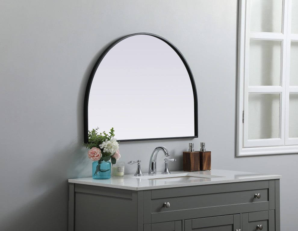 Metal Frame Arch Mirror 33X24 Inch, Black