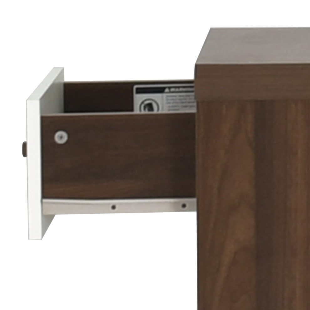 Farhart Faux Wood Single-Drawer Nightstand, Walnut/White, Single