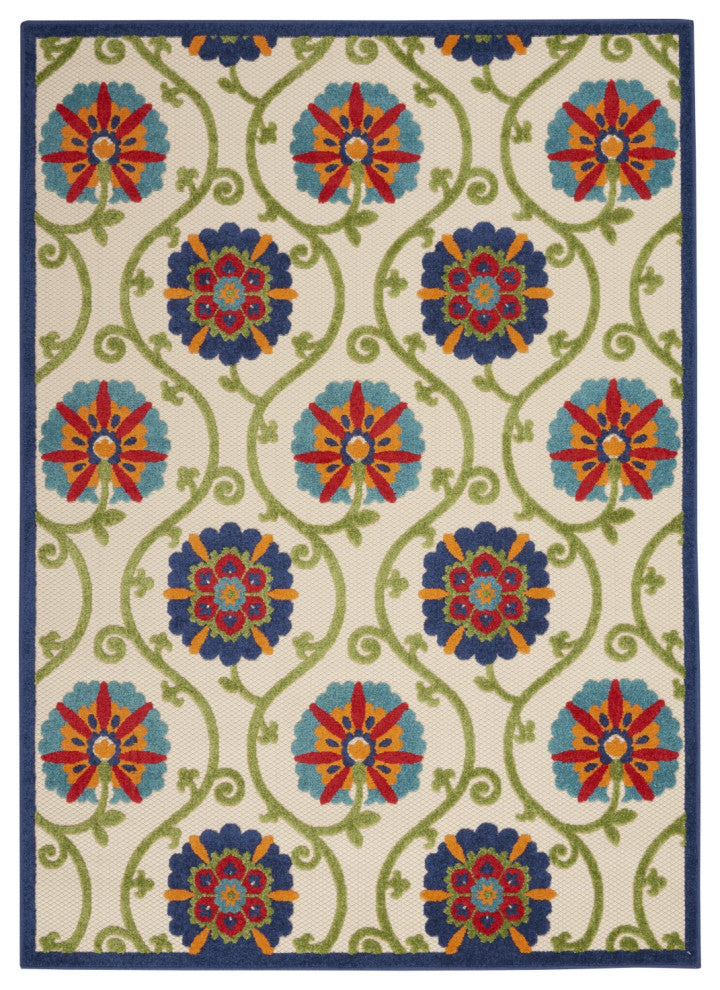 6 x 9 Blue Vines Indoor Outdoor Area Rug